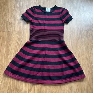 Milly Maroon and Black Striped Girls Dress Sz 10